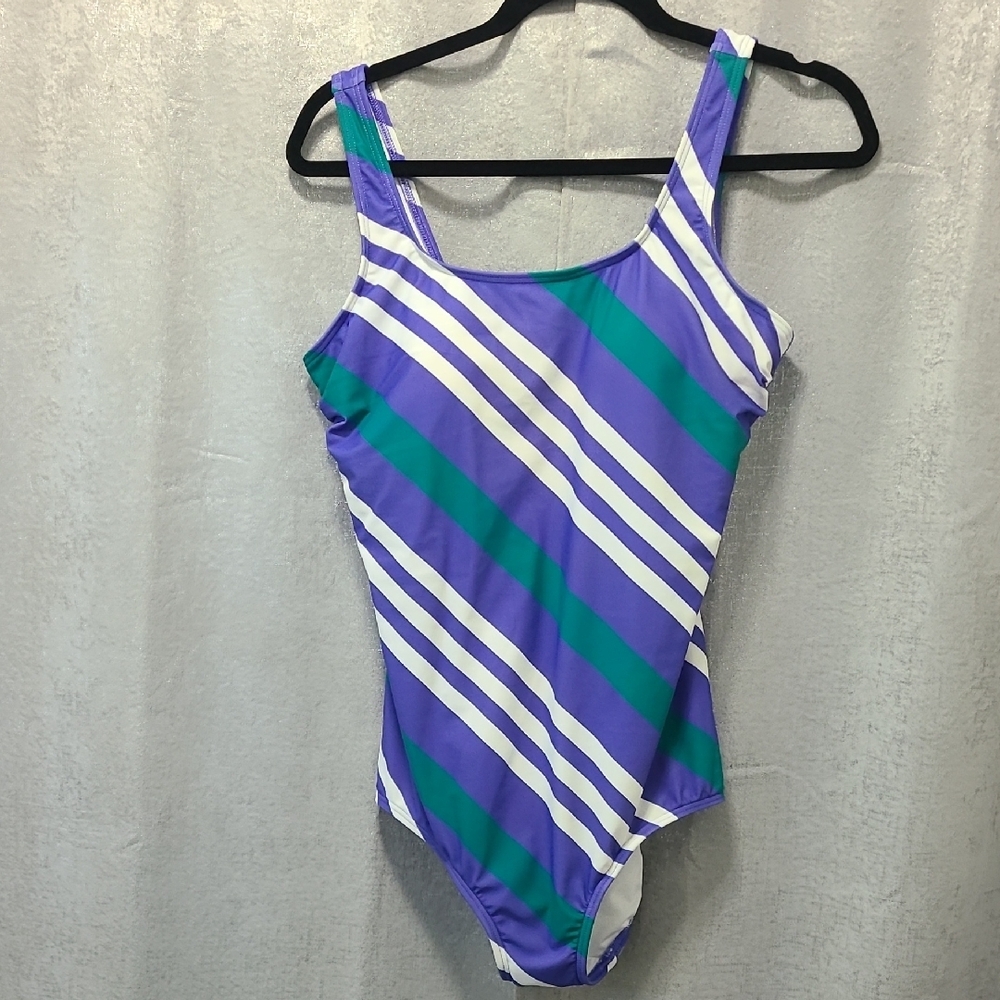 Lands' End Purple and White‎ Swimsuit